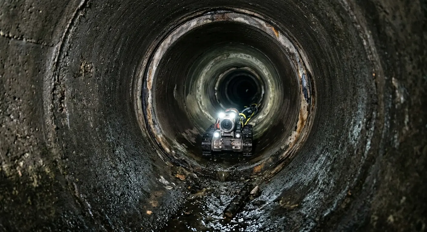Robotic sewer camera inspecting pipe interior for Sewer Line Repair in Billerica
